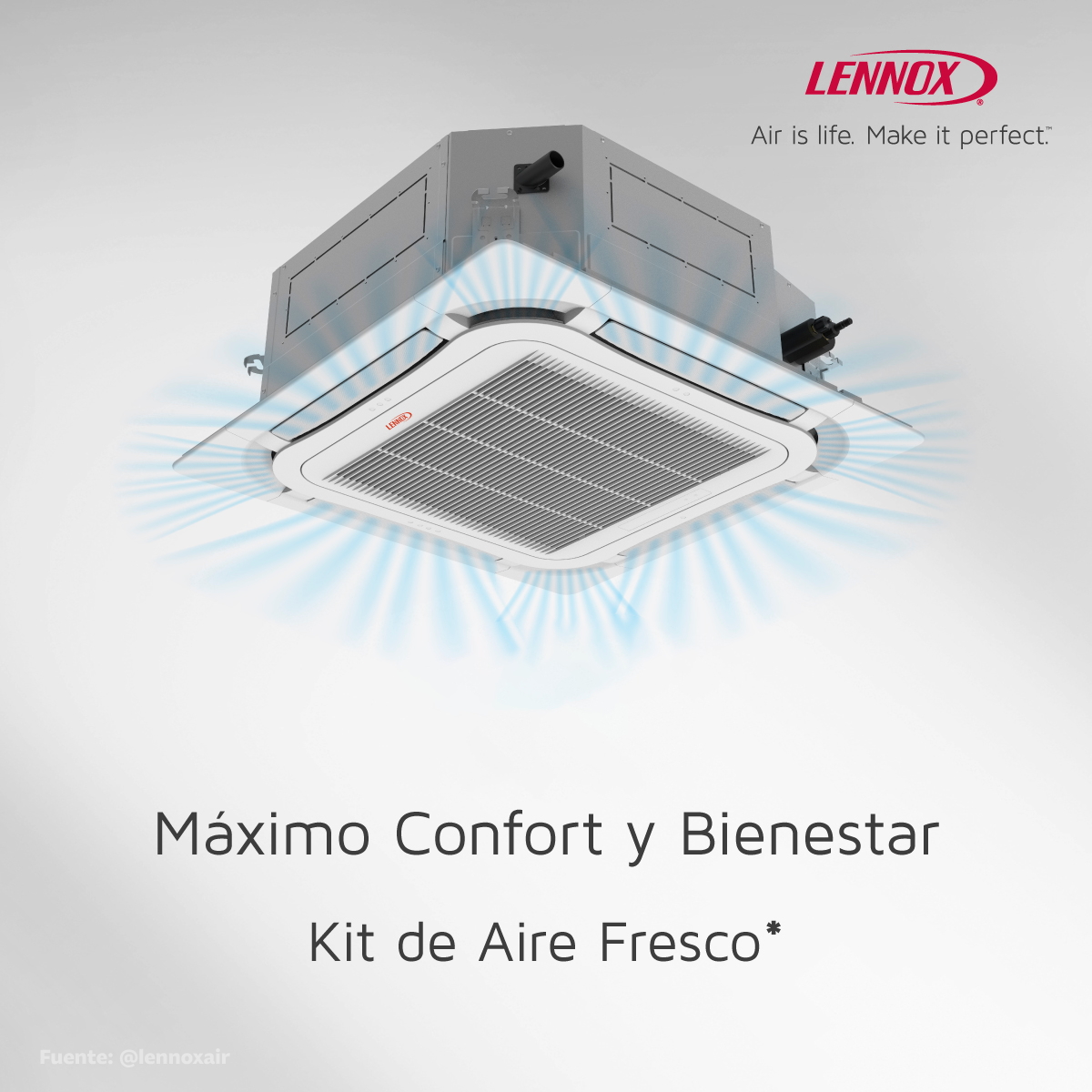 AIRE ACONDICIONADO CASSETTE FRIO CALOR INVERTER LENNOX - Imagen 3
