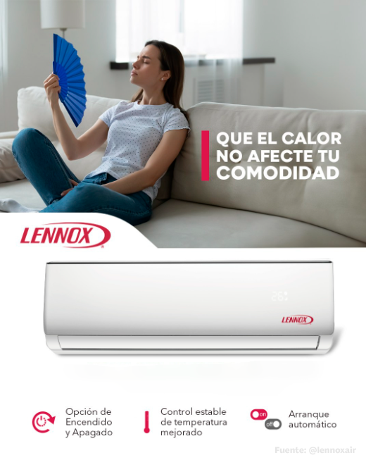 AIRE ACONDICIONADO SPLIT PARED INVERTER FRIO SOLO LENNOX 18 000 BTU/HR - Imagen 3
