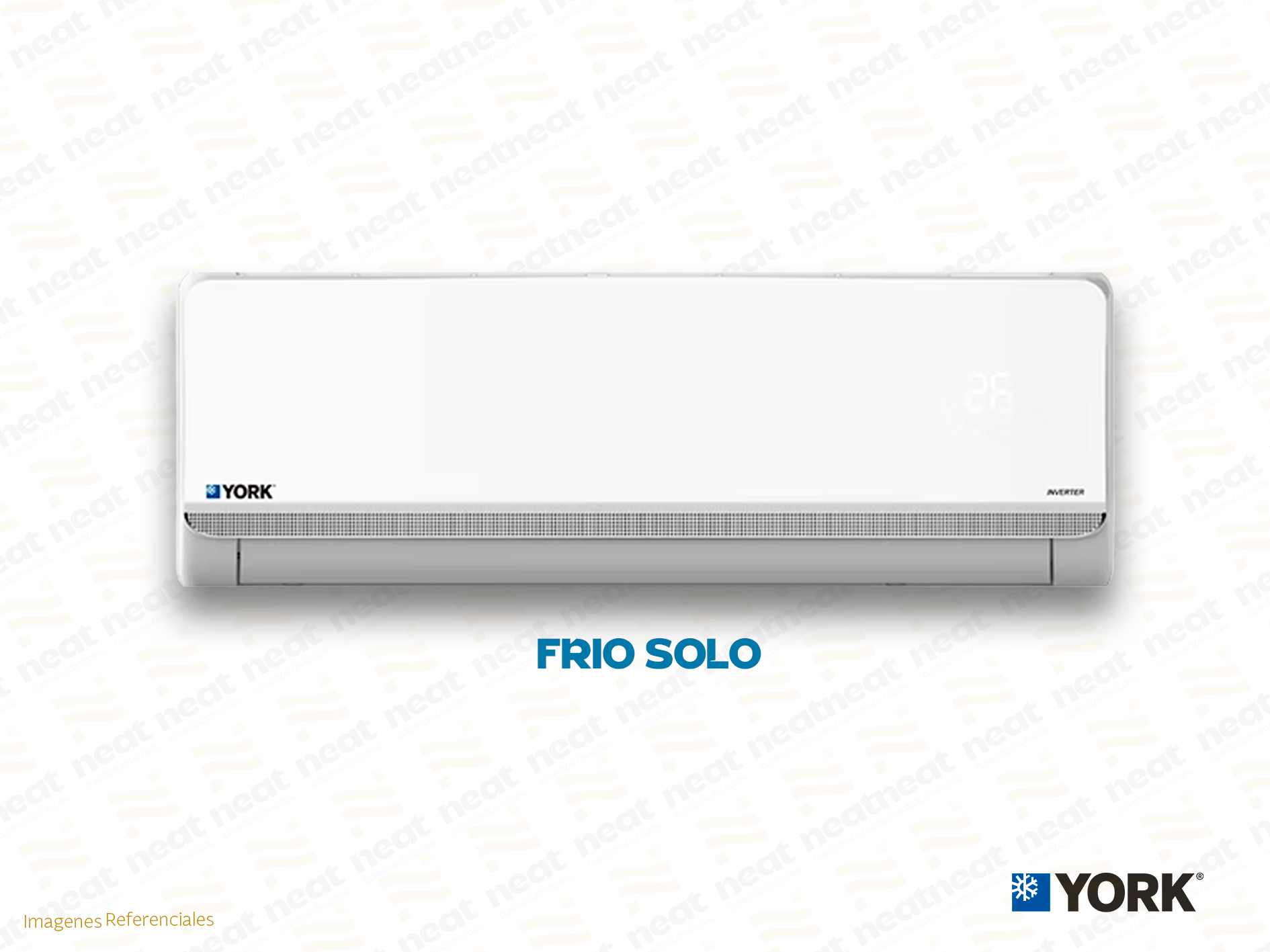 AIRE ACONDICIONADO SPLIT PARED INVERTER FRIO SOLO YORK 12 000 BTU/HR