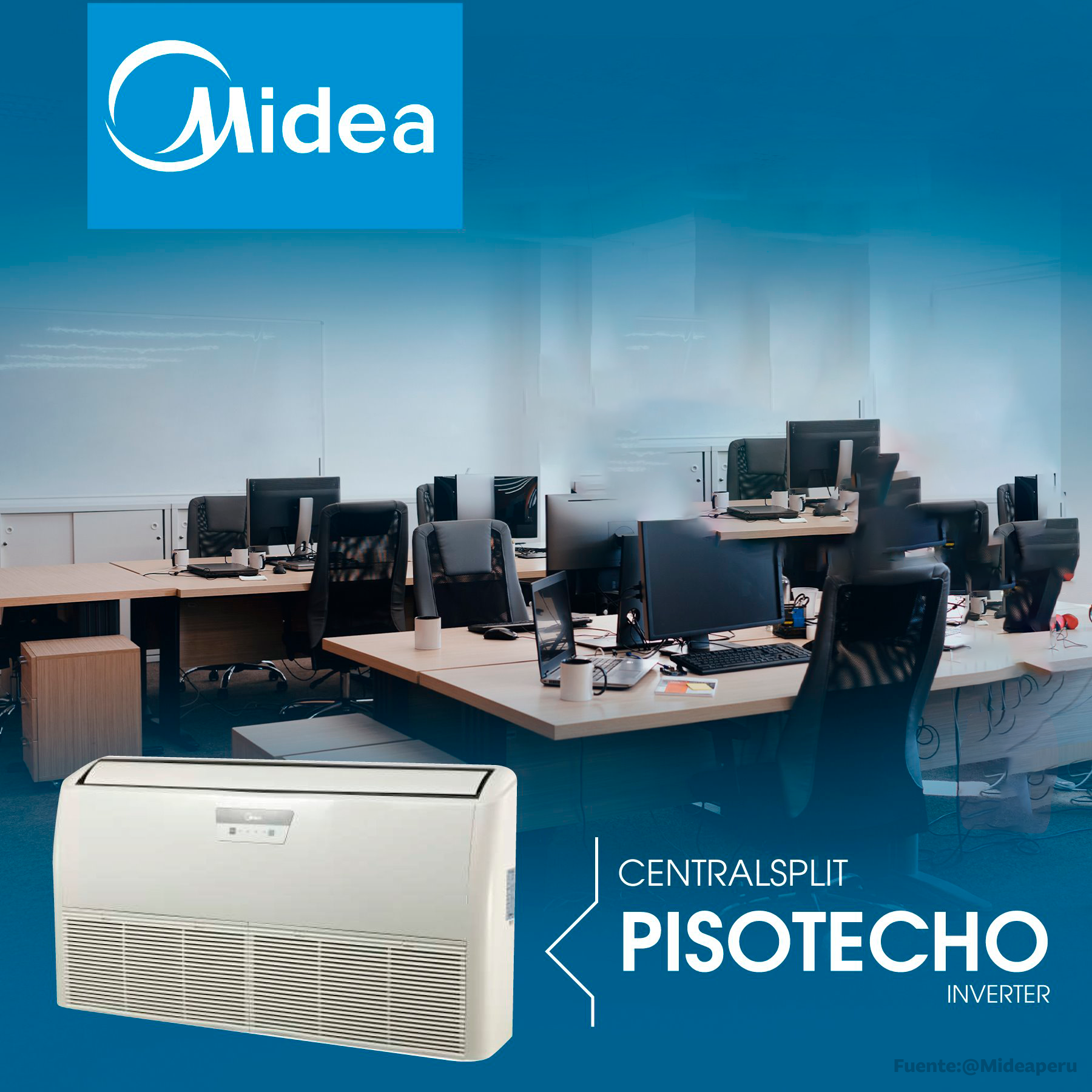 AIRE ACONDICIONADO SPLIT PISO TECHO FRIO SOLO ON OFF MIDEA - Imagen 3